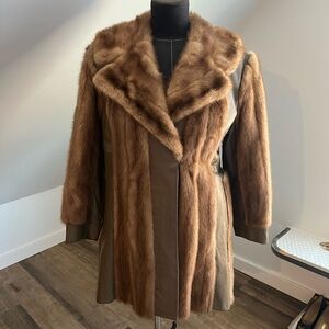 Real fur and leather coat
